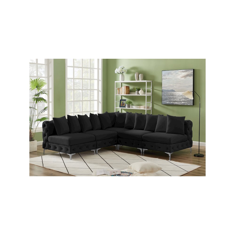 Tremblay Black Velvet Modular Sectional