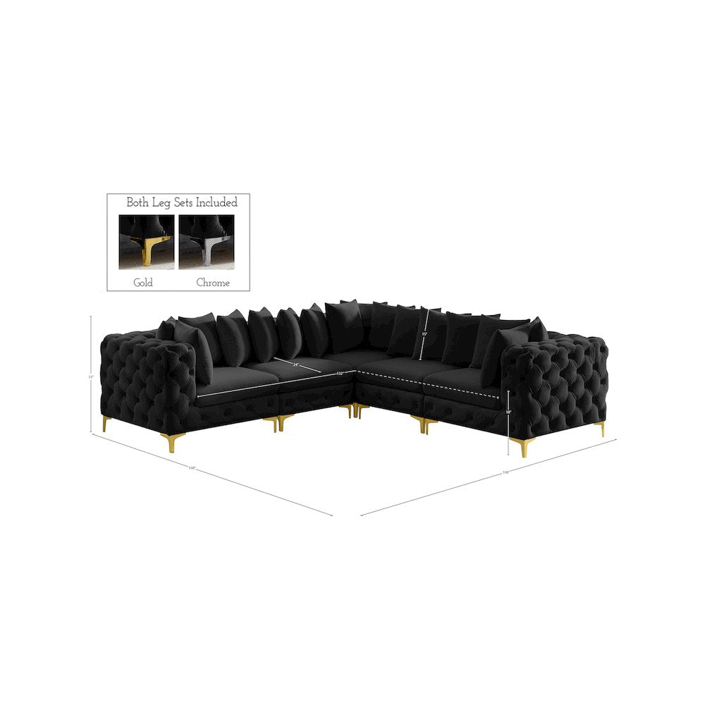 Tremblay Black Velvet Modular Sectional