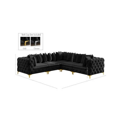 Tremblay Black Velvet Modular Sectional