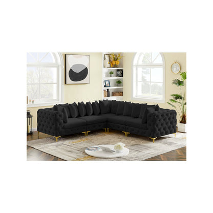 Tremblay Black Velvet Modular Sectional