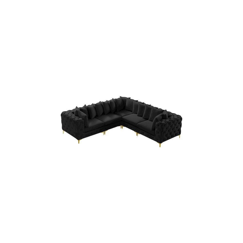 Tremblay Black Velvet Modular Sectional