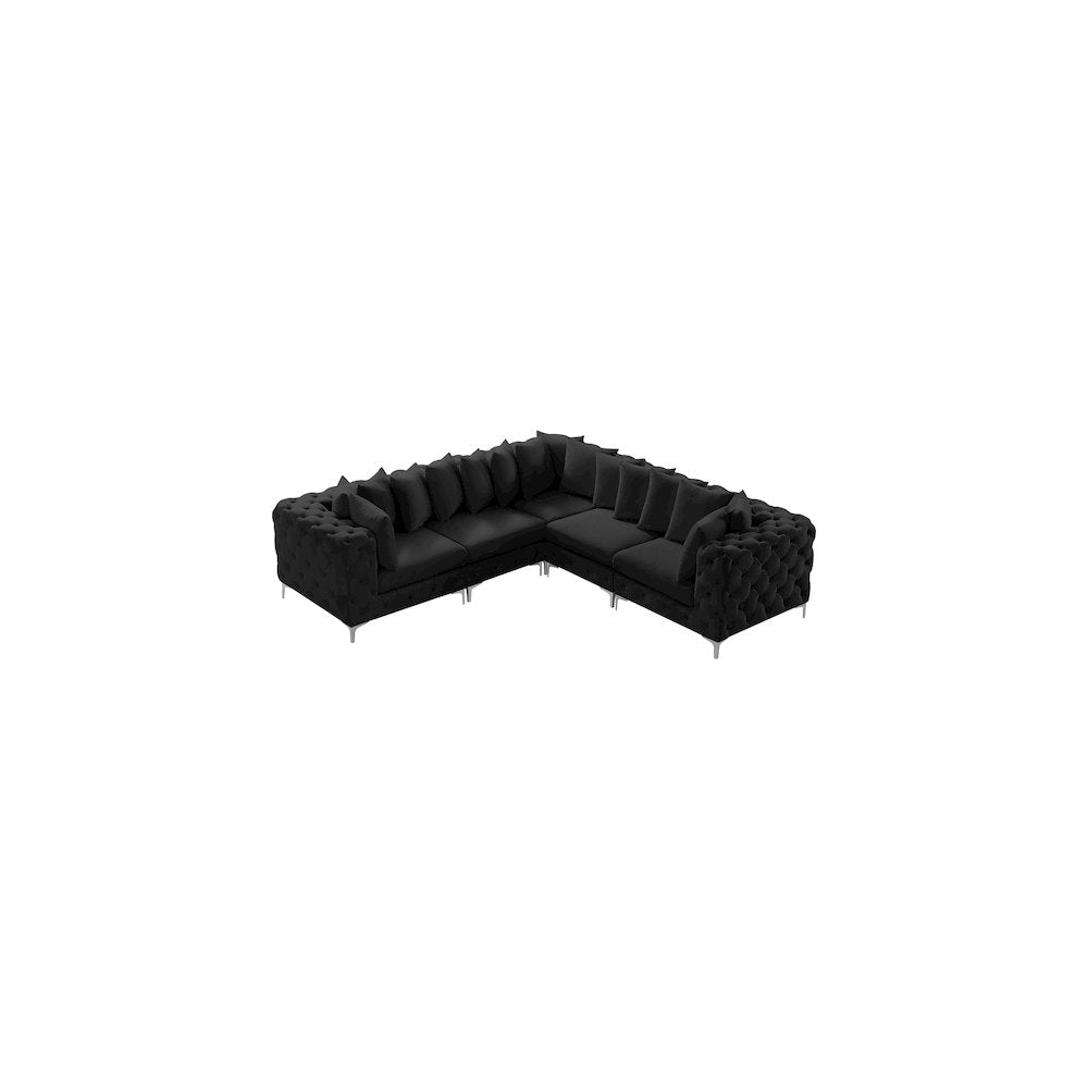 Tremblay Black Velvet Modular Sectional