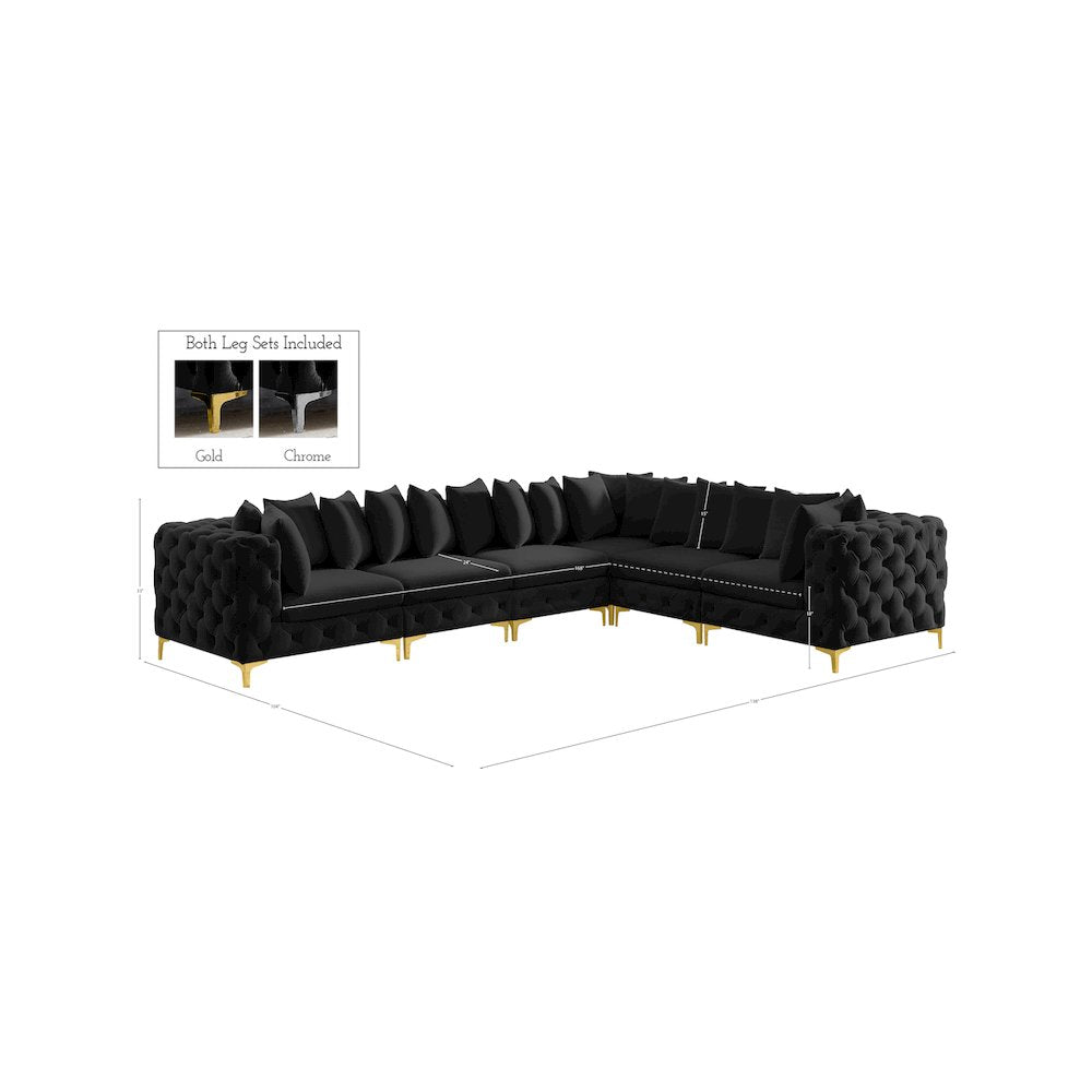 Tremblay Black Velvet Modular Sectional
