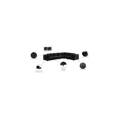 Tremblay Black Velvet Modular Sectional