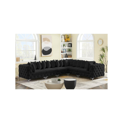 Tremblay Black Velvet Modular Sectional