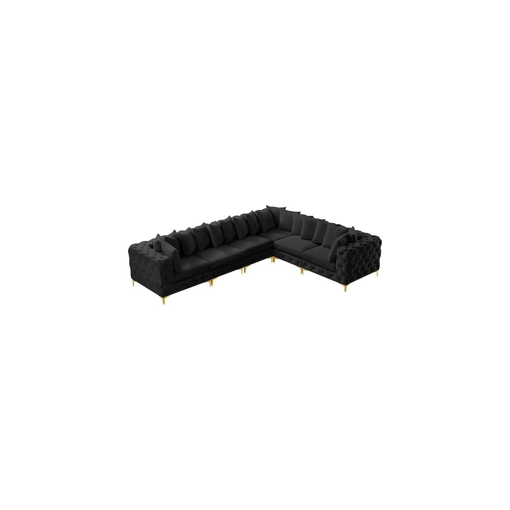 Tremblay Black Velvet Modular Sectional