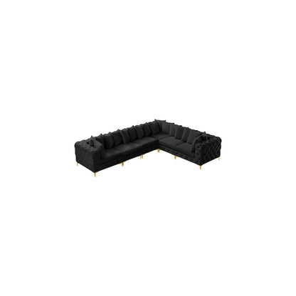 Tremblay Black Velvet Modular Sectional