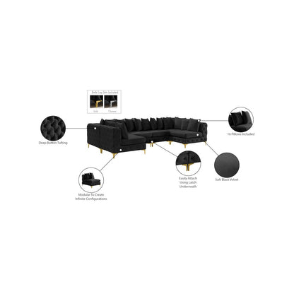 Tremblay Black Velvet Modular Sectional