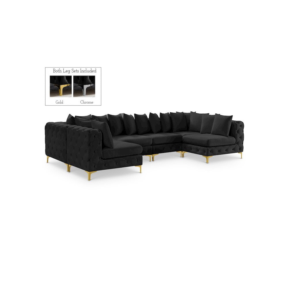 Tremblay Black Velvet Modular Sectional