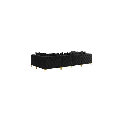 Tremblay Black Velvet Modular Sectional