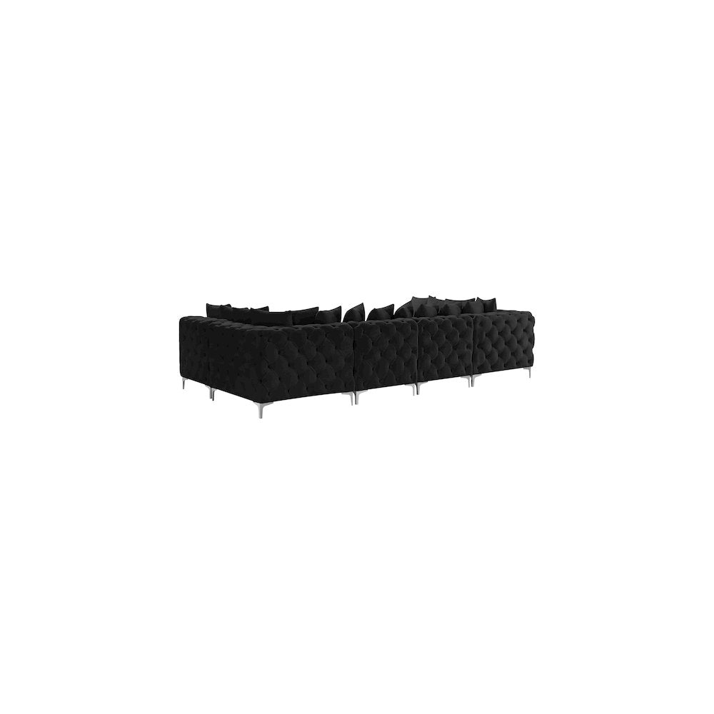 Tremblay Black Velvet Modular Sectional