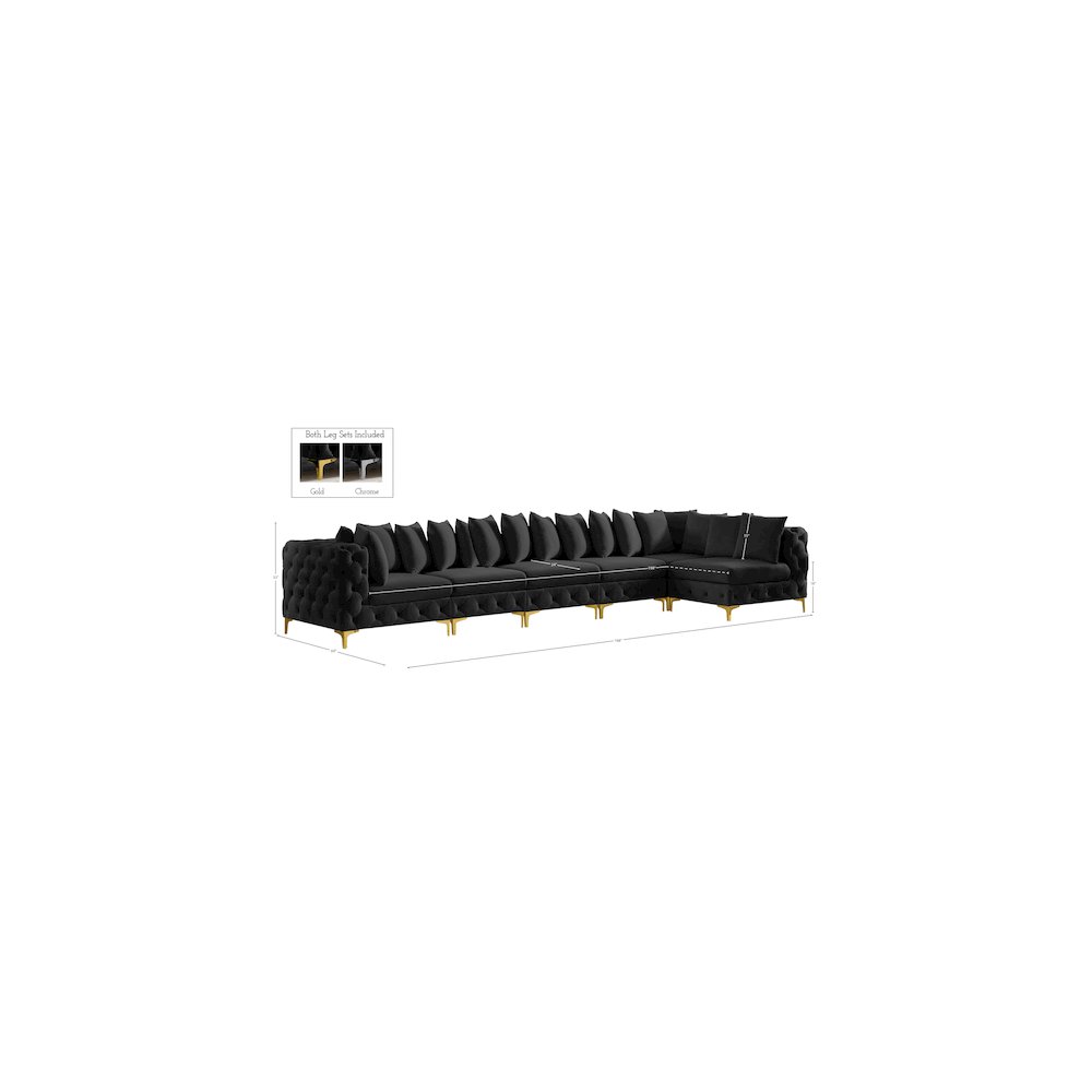 Tremblay Black Velvet Modular Sectional