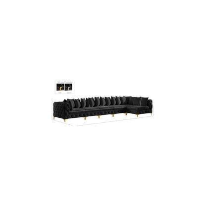 Tremblay Black Velvet Modular Sectional