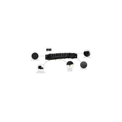 Tremblay Black Velvet Modular Sectional