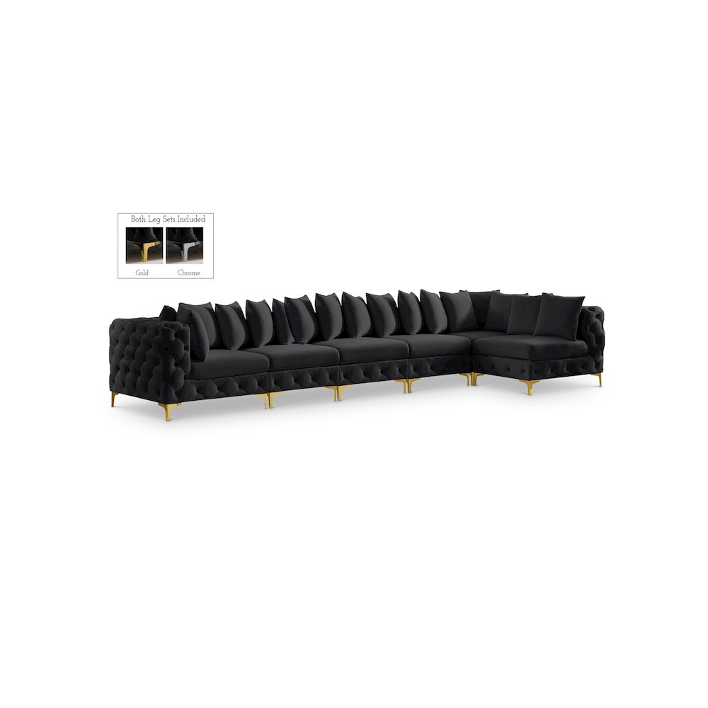 Tremblay Black Velvet Modular Sectional