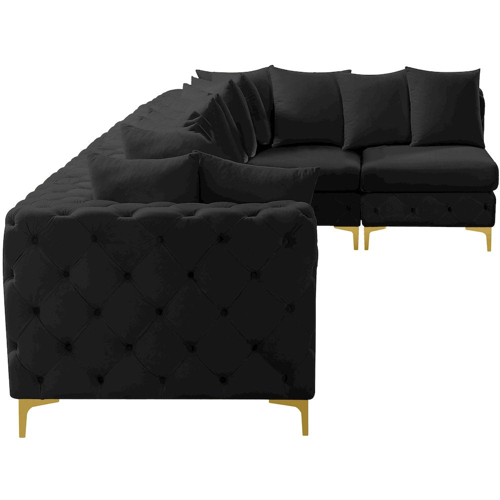 Tremblay Black Velvet Modular Sectional