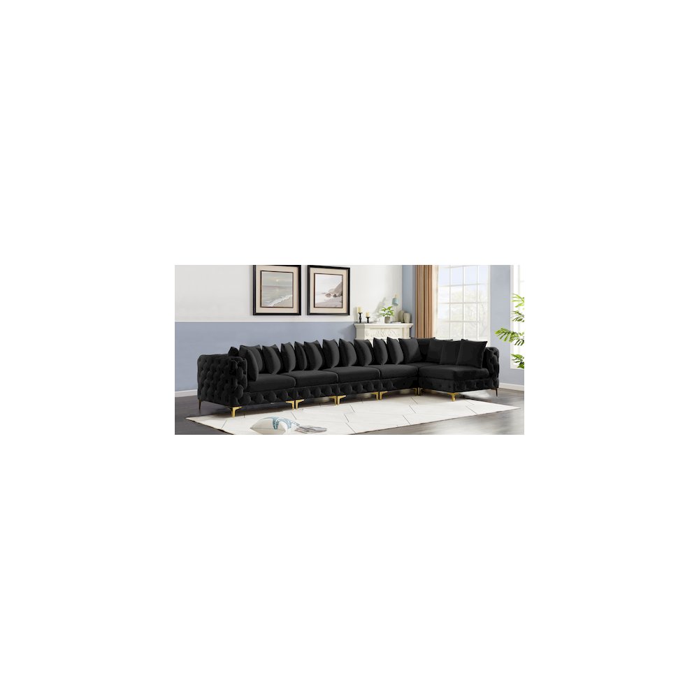 Tremblay Black Velvet Modular Sectional