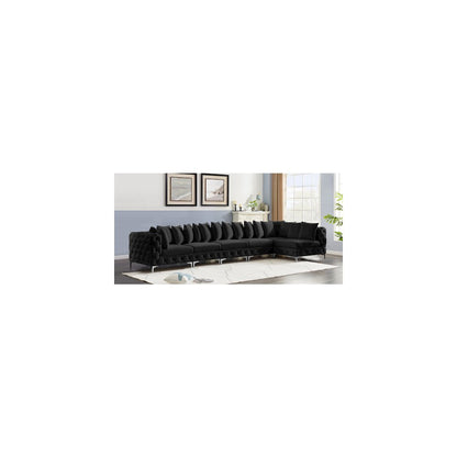 Tremblay Black Velvet Modular Sectional