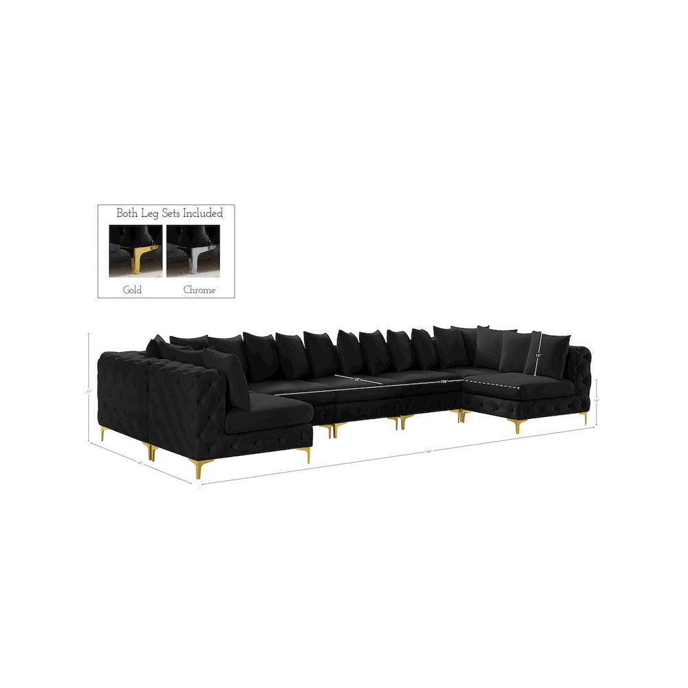 Tremblay Black Velvet Modular Sectional
