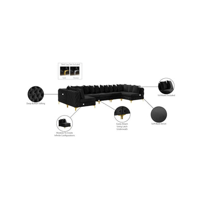 Tremblay Black Velvet Modular Sectional