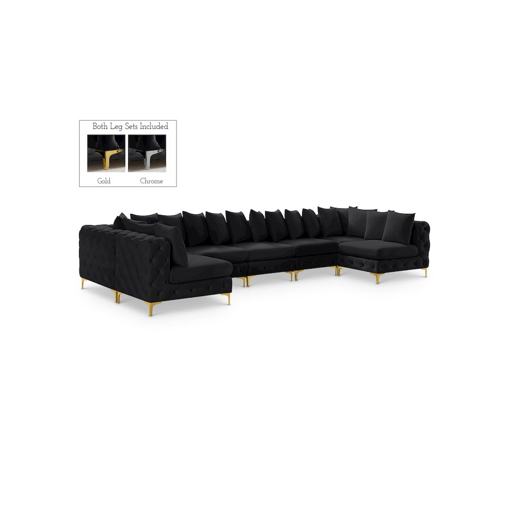 Tremblay Black Velvet Modular Sectional