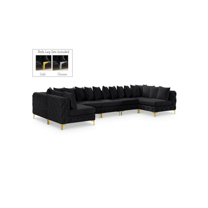 Tremblay Black Velvet Modular Sectional
