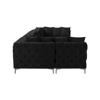 Tremblay Black Velvet Modular Sectional