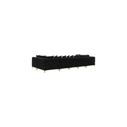 Tremblay Black Velvet Modular Sectional
