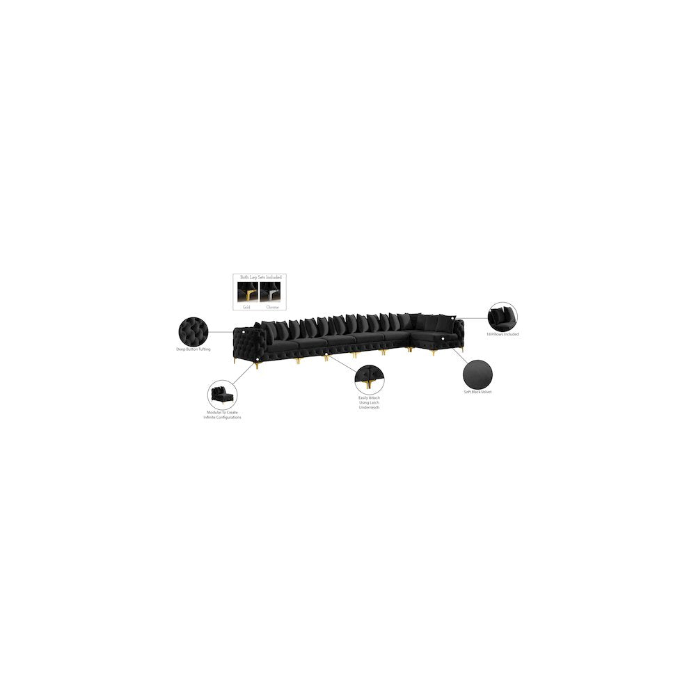 Tremblay Black Velvet Modular Sectional