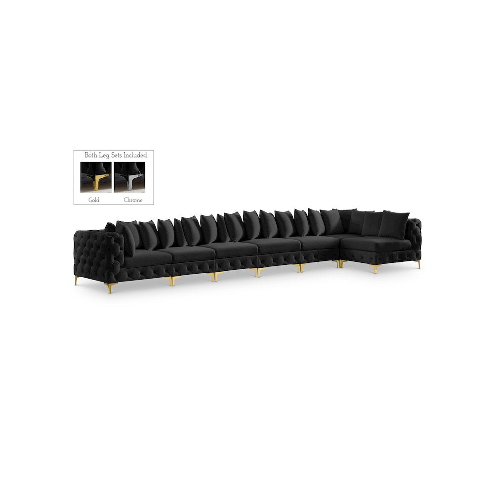 Tremblay Black Velvet Modular Sectional