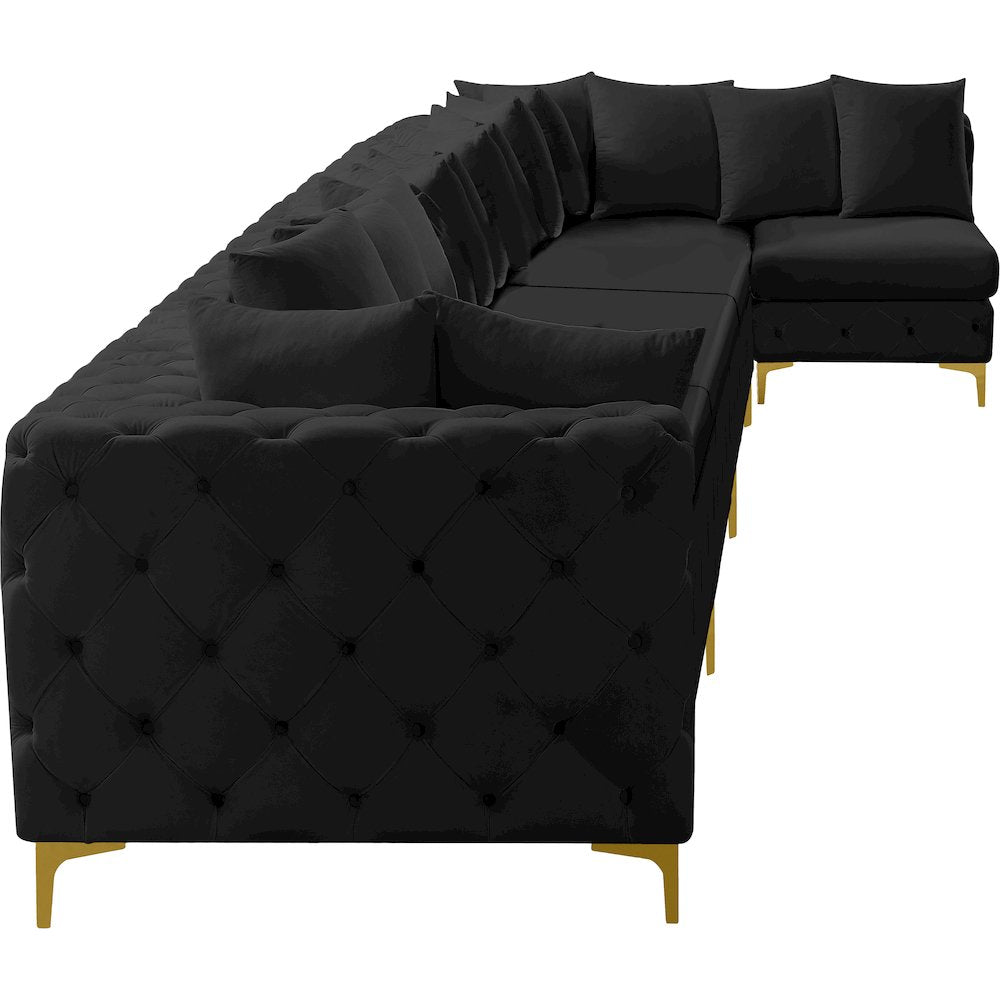 Tremblay Black Velvet Modular Sectional