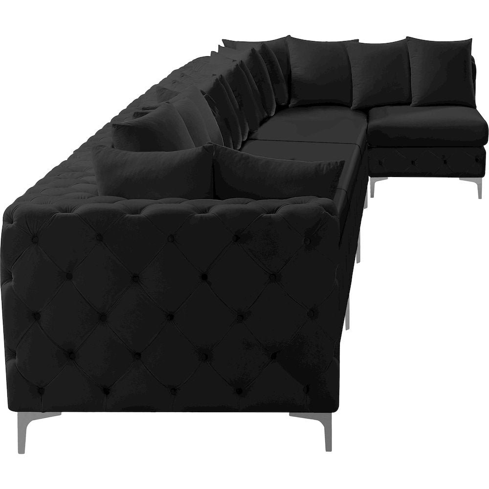 Tremblay Black Velvet Modular Sectional