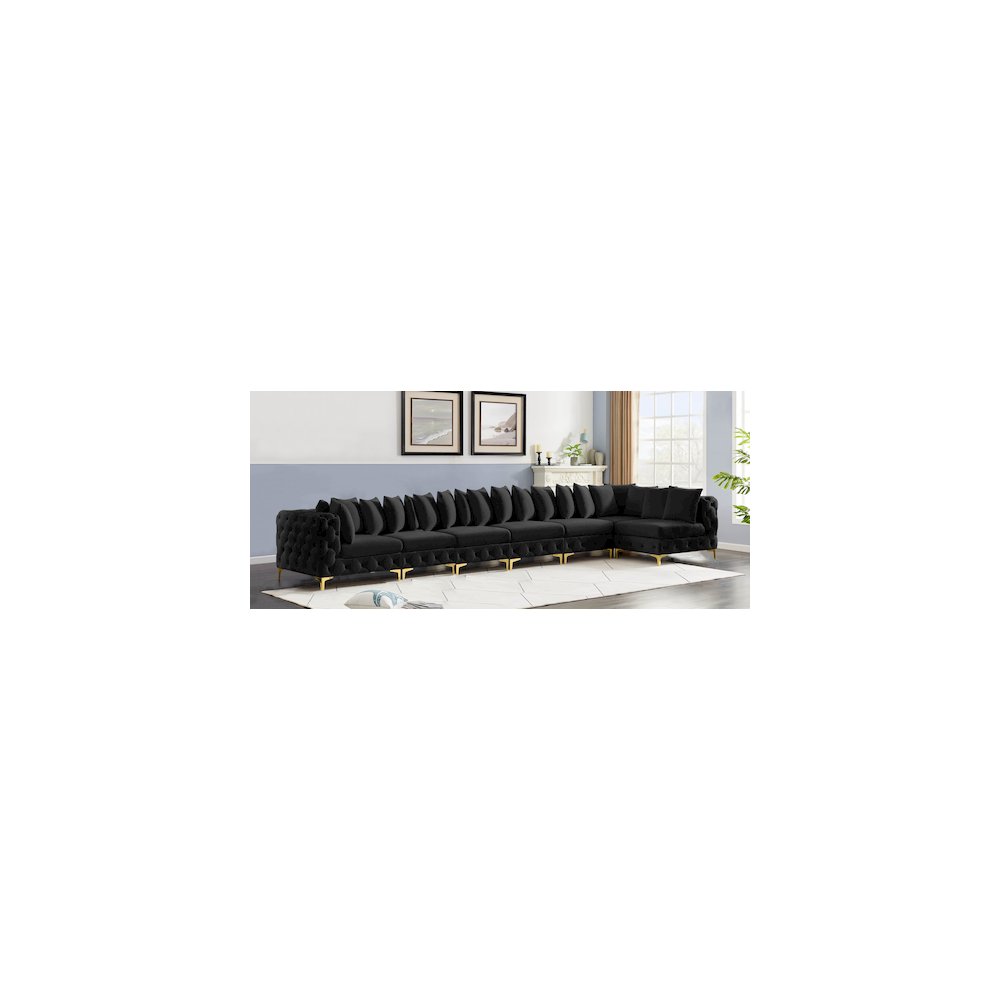 Tremblay Black Velvet Modular Sectional