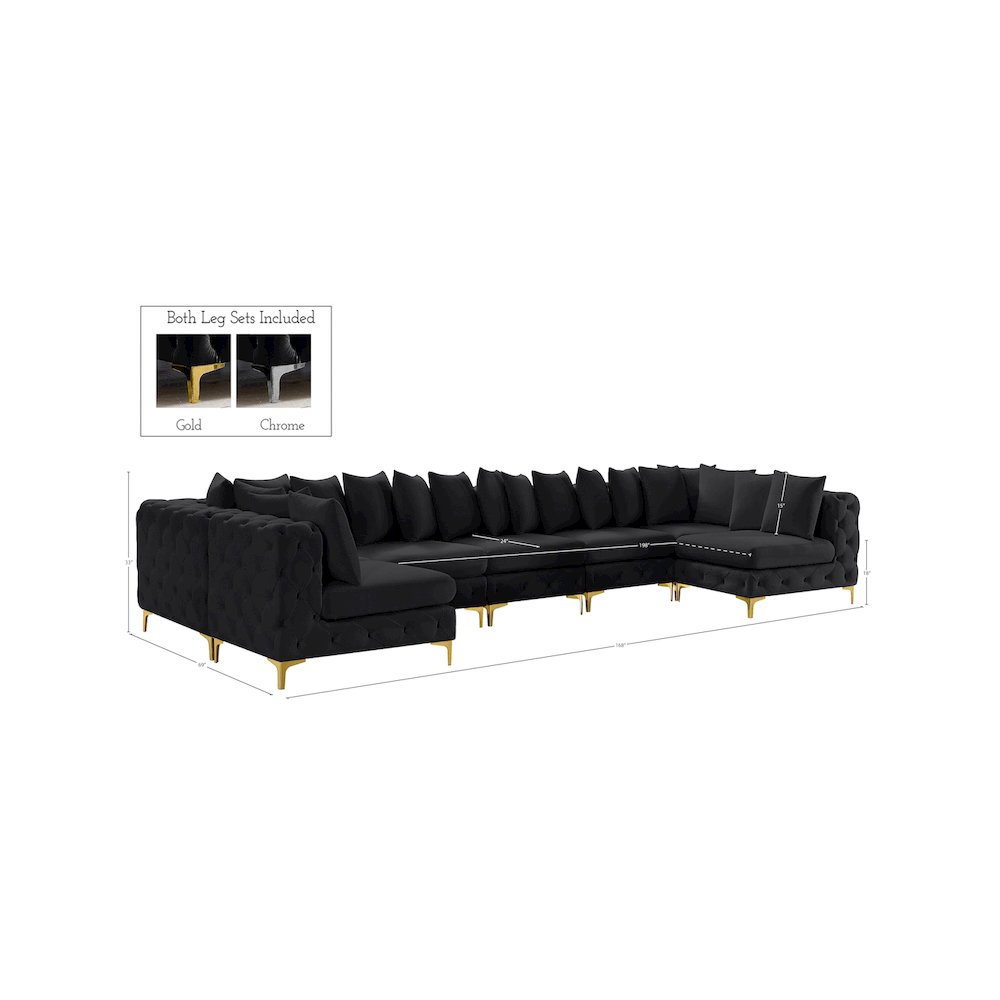 Tremblay Black Velvet Modular Sectional