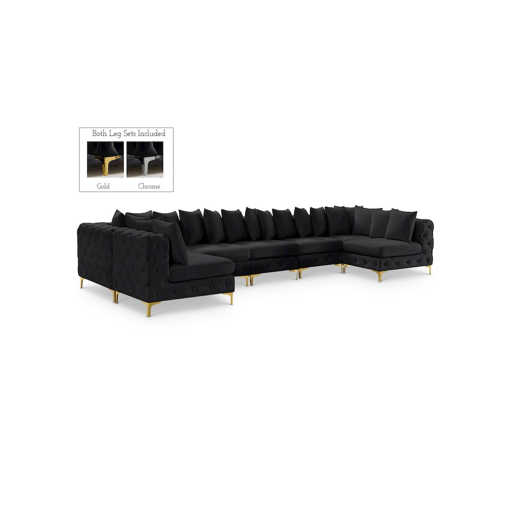 Tremblay Black Velvet Modular Sectional