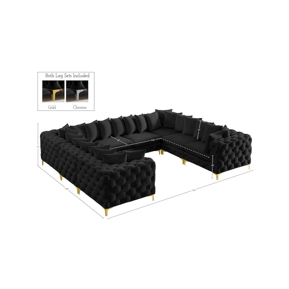 Tremblay Black Velvet Modular Sectional