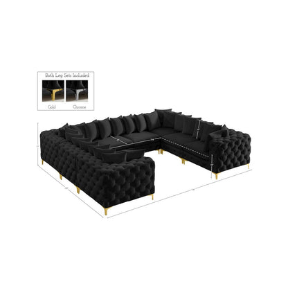 Tremblay Black Velvet Modular Sectional
