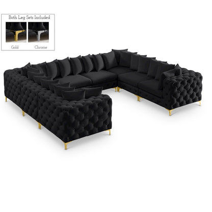 Tremblay Black Velvet Modular Sectional