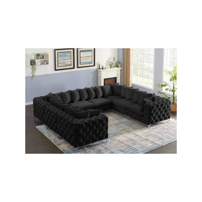 Tremblay Black Velvet Modular Sectional