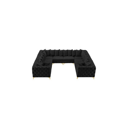 Tremblay Black Velvet Modular Sectional
