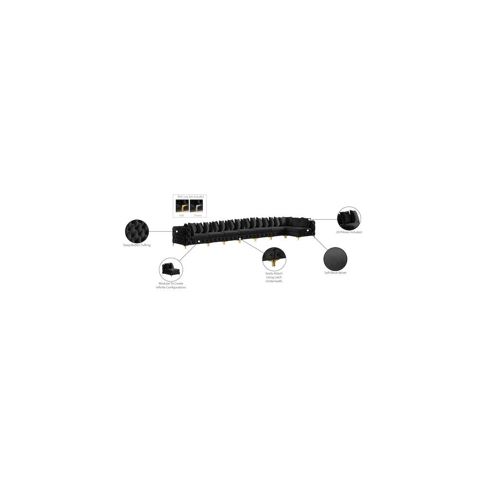 Tremblay Black Velvet Modular Sectional