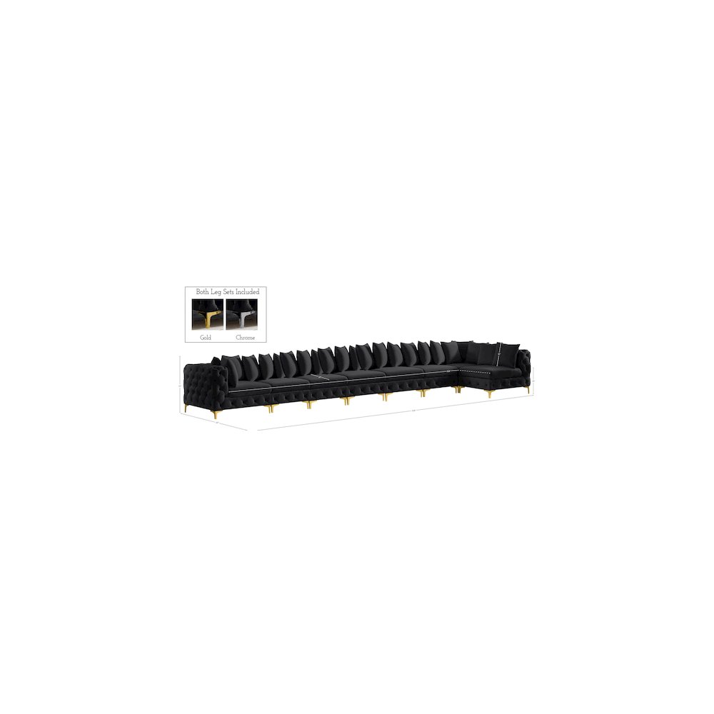 Tremblay Black Velvet Modular Sectional