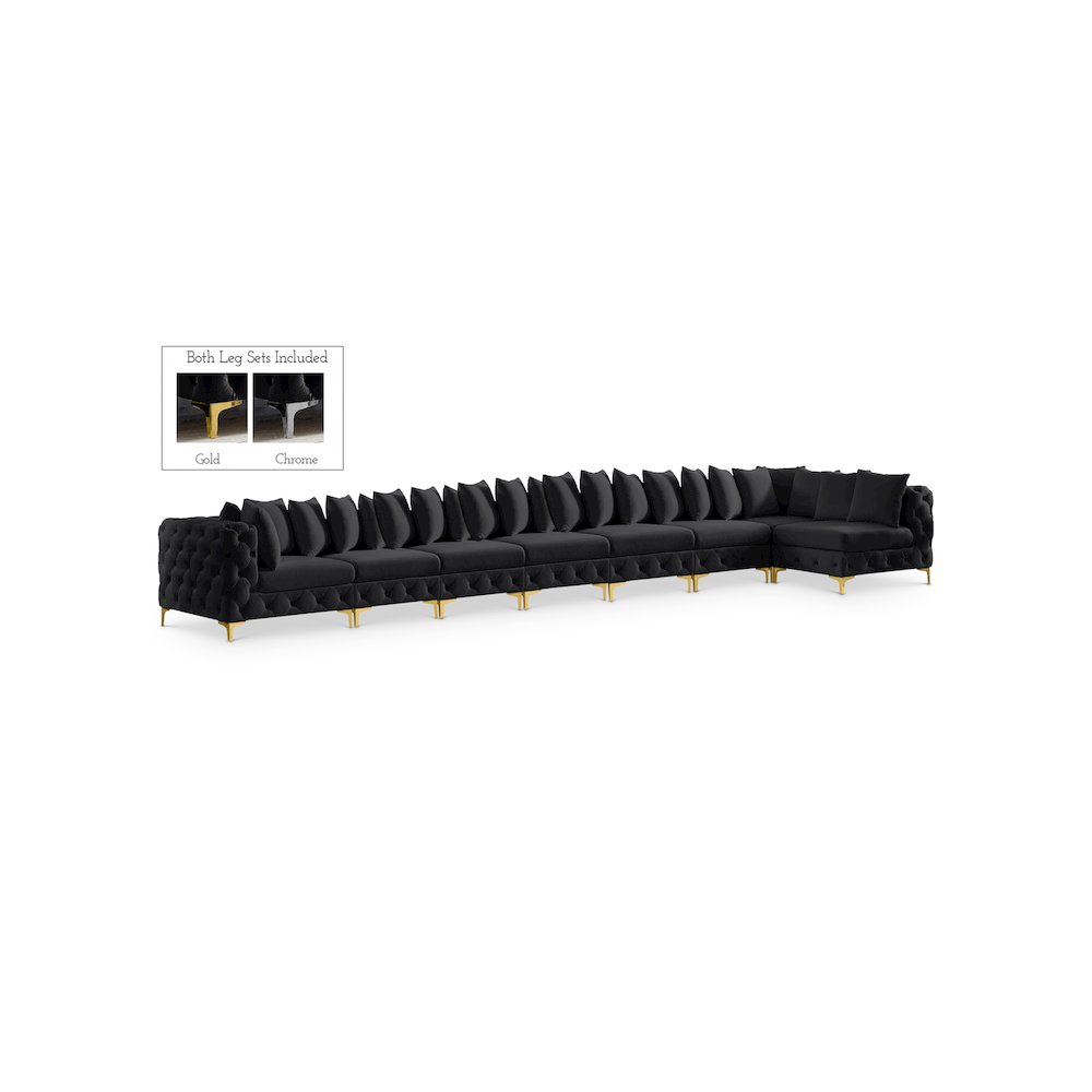 Tremblay Black Velvet Modular Sectional
