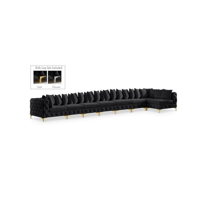 Tremblay Black Velvet Modular Sectional