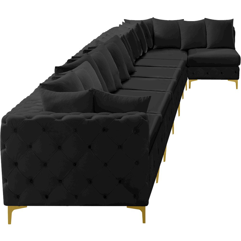 Tremblay Black Velvet Modular Sectional