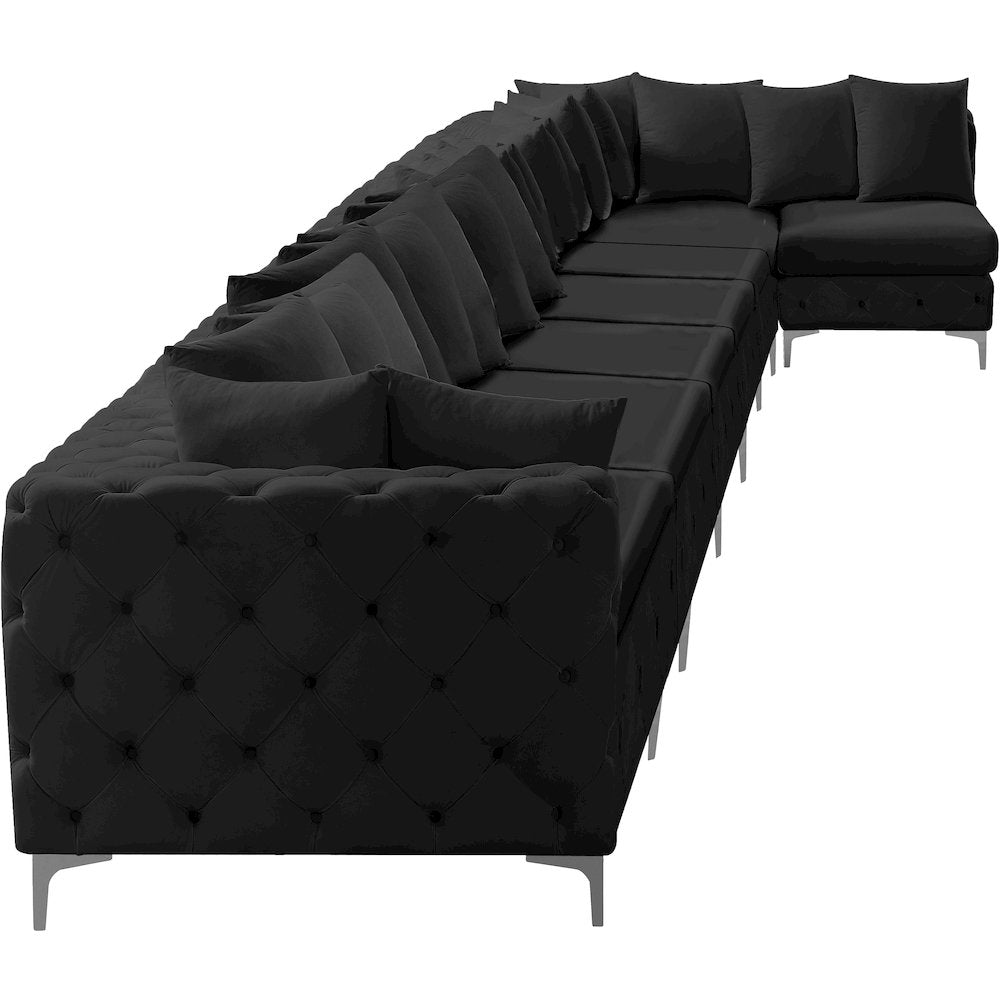 Tremblay Black Velvet Modular Sectional