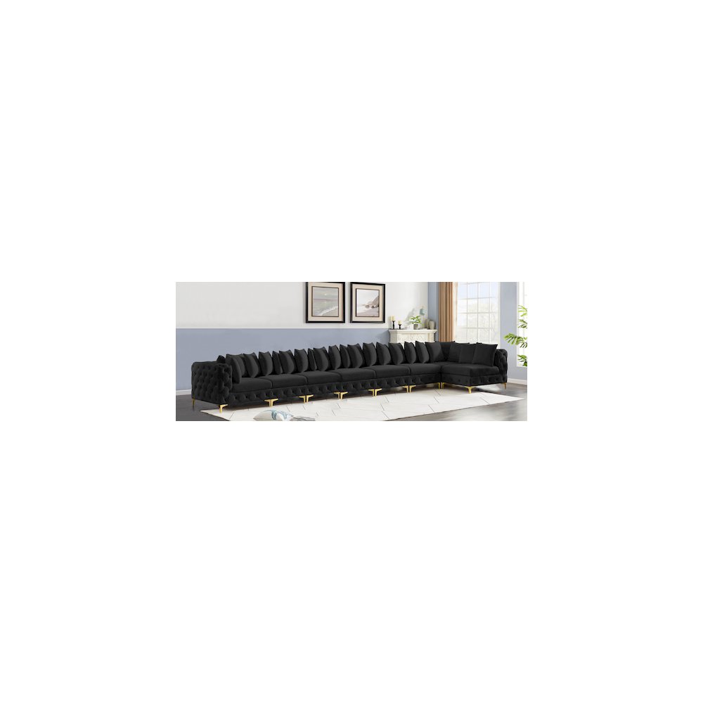 Tremblay Black Velvet Modular Sectional