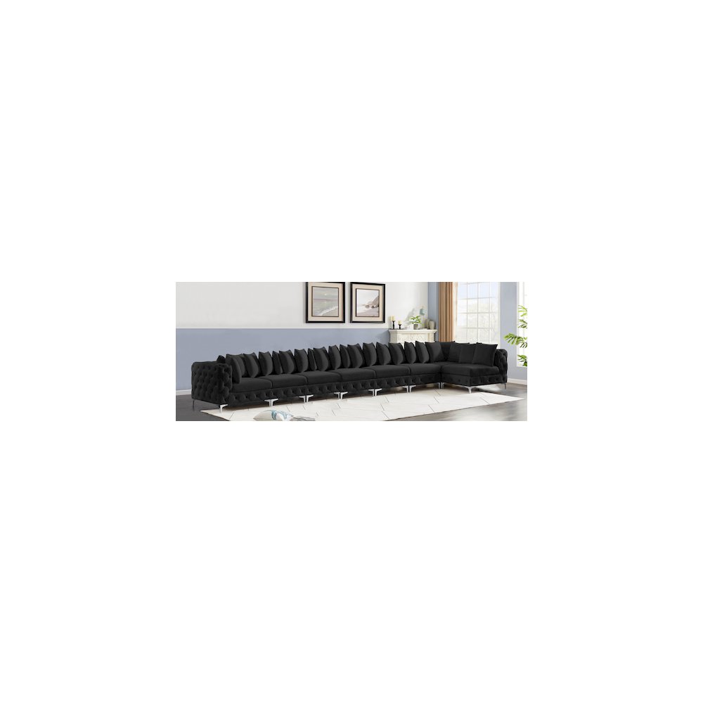 Tremblay Black Velvet Modular Sectional
