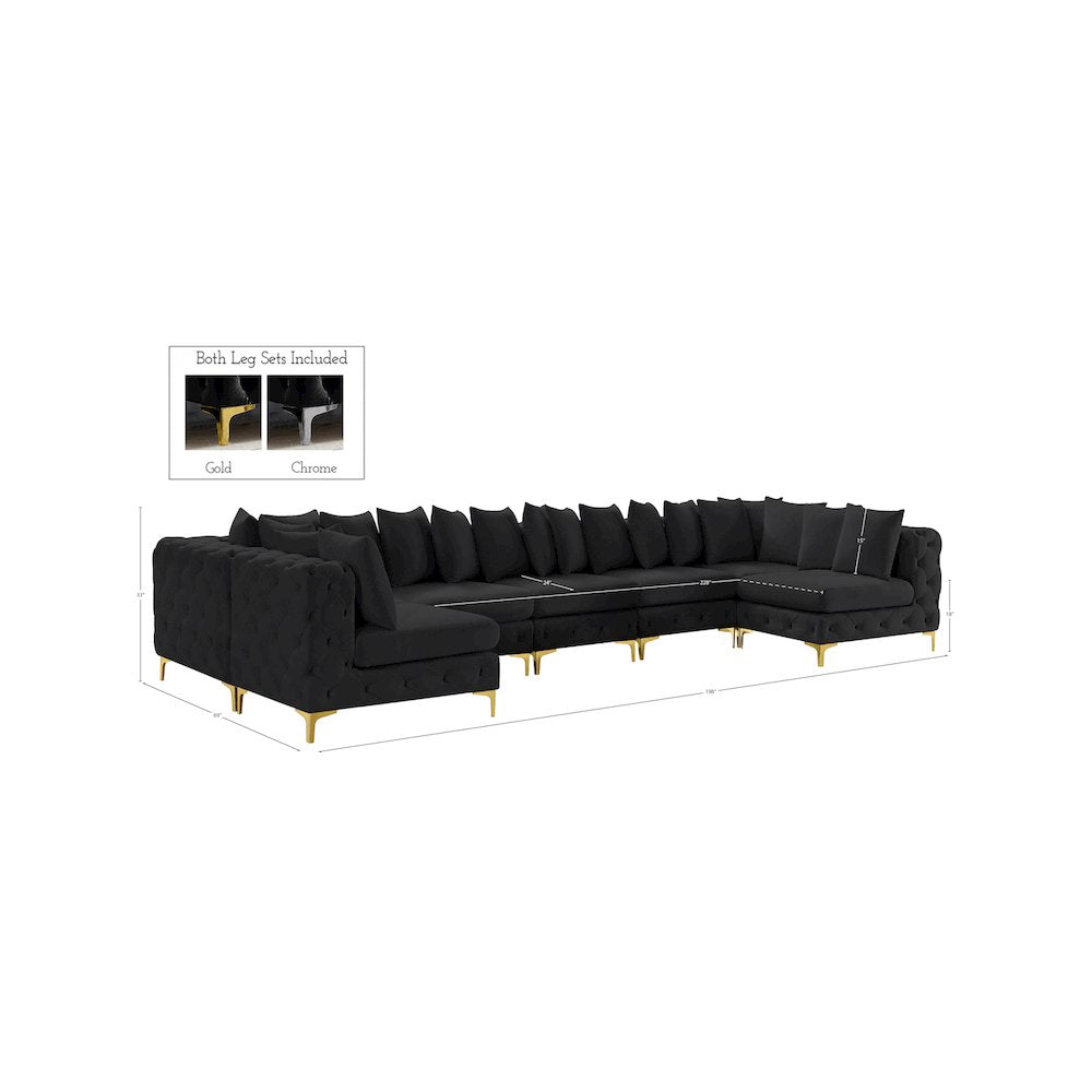 Tremblay Black Velvet Modular Sectional