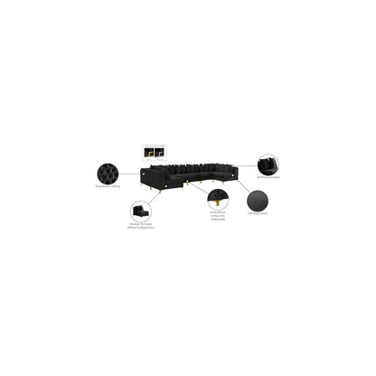 Tremblay Black Velvet Modular Sectional
